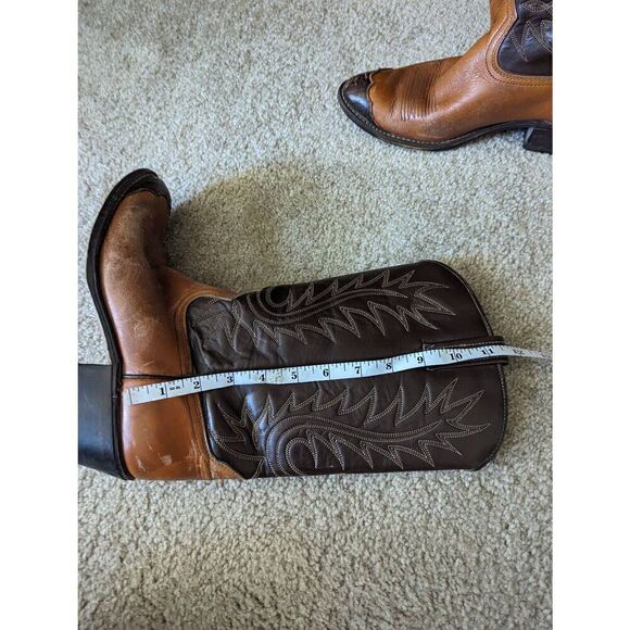 Men’s 8.5D Brown Leather Western Cowboy Boots Pointed Toe Mid Calf Shaft - Picture 6 of 8